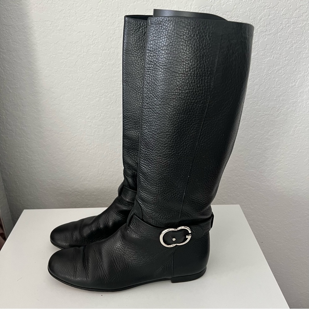 Gucci Riding Boots Black Size 39.5 Excellent Condition